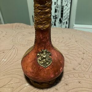 Vintage Italian Hand-Tooled Leather Wrapped Decanter Bottle